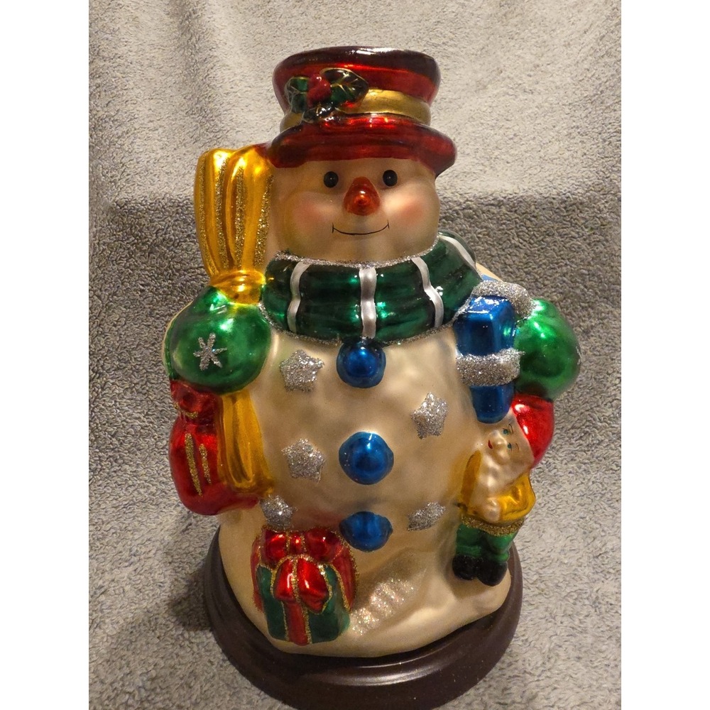 Vtg 2003 Thomas Pacconi Classics Large 9.5" Blown-Glass Snowman Christmas